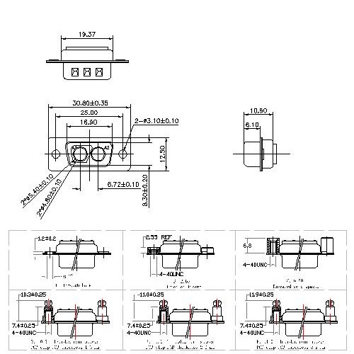 PDC2V2-MXXXX00 Coaxial D-SUB 2V2 MALE Solder Cup