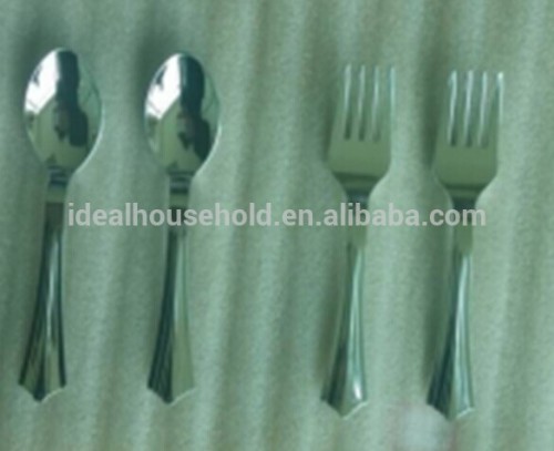 Plastic Siver Coated Plastic Forks And Spoons,Disposable Plastic Metallic Cutlery
