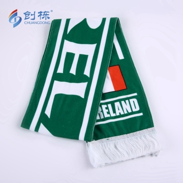 Customized Polyester Soccer Football Knitted Fleece Scarf