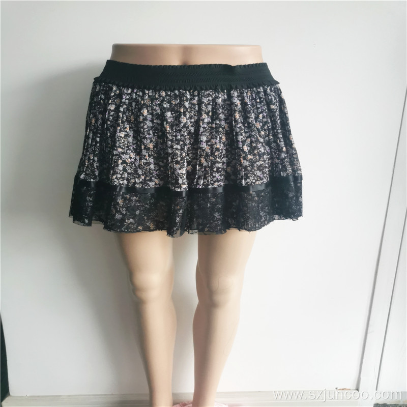 New Arrivel Custom Polyester Floral Printed Womens Skirts