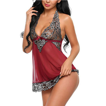 Frauen V-Ausschnitt Dessous Spitze Babydoll