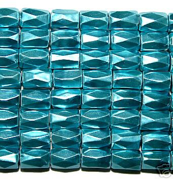 Deep Blue Hematite 18 Faced Tube Beads 5X8MM Grado AB