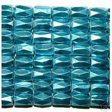 Deep Blue Hematite 18 Faced Tube Beads 5X8MM Grade AB