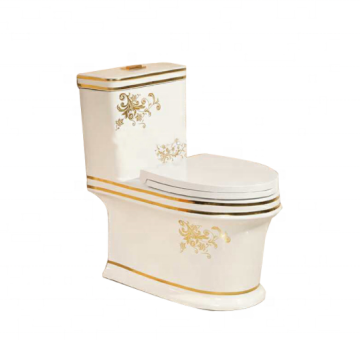 Vintage One-Piece Golden Toilet Bowl