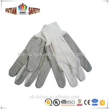 FTSAFETY High Quality White Cotton Canvas Black PVC Dots For Working Gloves