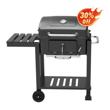 Hauteur de cuisson réglable grande gril à barbecue à charbon de bois extérieur avec chariot