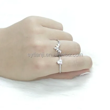 Exquisite Silver De La Virgen De Guadalupe Diamond Engagement Ring with Heart Shape and Pinky Promise Design