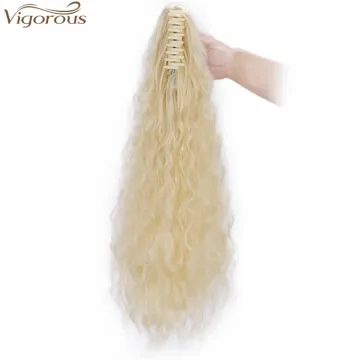 Vigorous Ponytail Hair Extensions Straight Kinky Ponytail Claw Clip on Yaki Ponytail Hair Extension for Women 613#