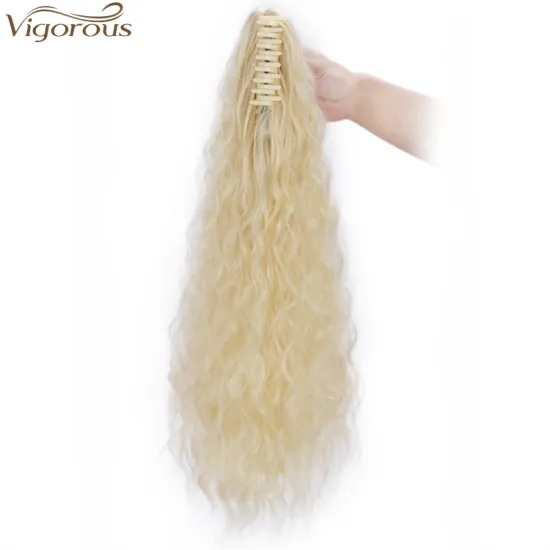 Vigorous Ponytail Hair Extensions Straight Kinky Ponytail Claw Clip on Yaki Ponytail Hair Extension for Women 613#