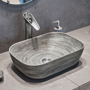 LJ24-001-008 Modern Grey Ceramic Bathroom Vessel Sink