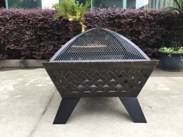 Multi Functional Garden Outdoor Portable BBQ Fire Brazier Bowl Wood Burning Square Metal Fire Pit