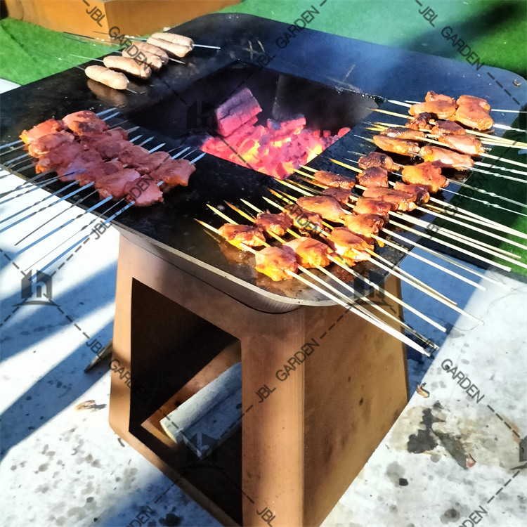Corten steel bbq grill table Barbecue fire pit