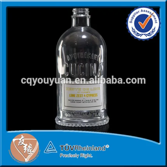 Round Empty Hand Sanitizer Clear Glas Bottles 500ml