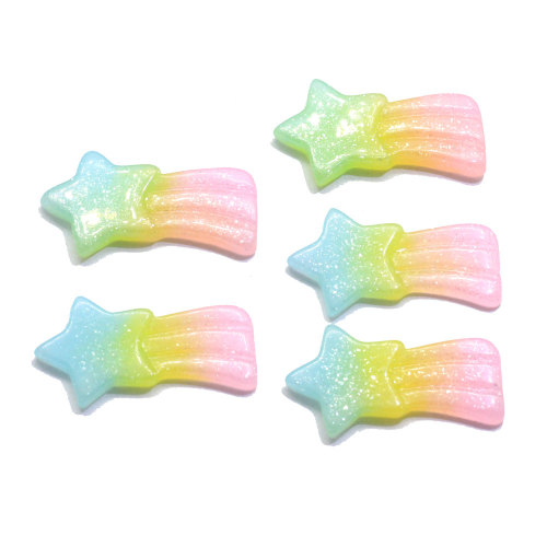 Cute Gradient Color Meteor Flatback Resin Cabochon Scrapbook DIY Star For Phone DIY Decoration Art