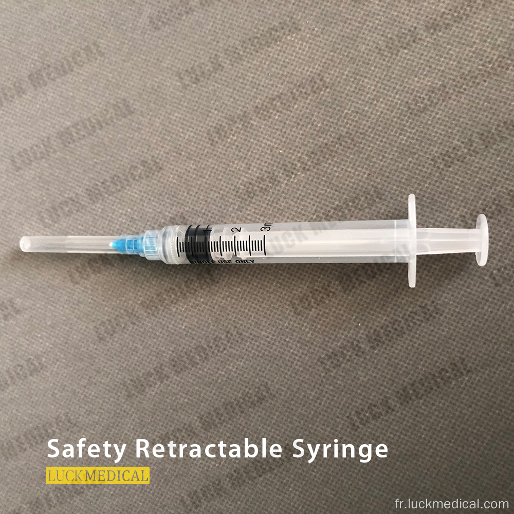 Injection de seringue rétractable de sécurité jetable