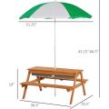 Wooden Bench with Sandbox Removable Outdoor Picnic Table