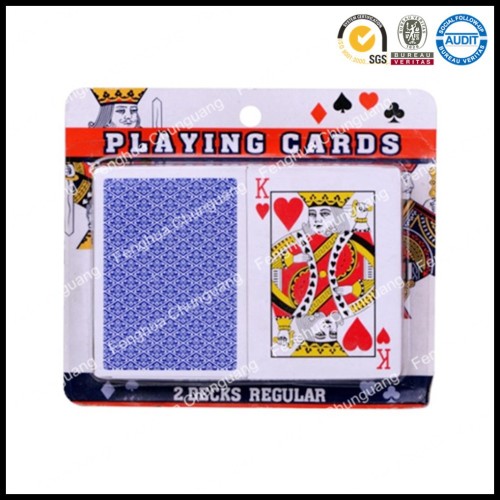 double deck custom logo printing playing card set twin pack in blister card with hanging tab