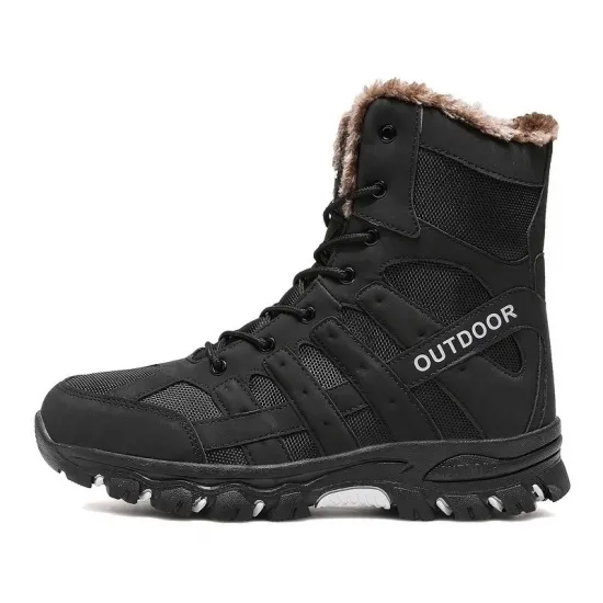 Factory Direct Sales Cotton Snow Boots: High-Top Men's Hiking Shoes for Winter Warmth