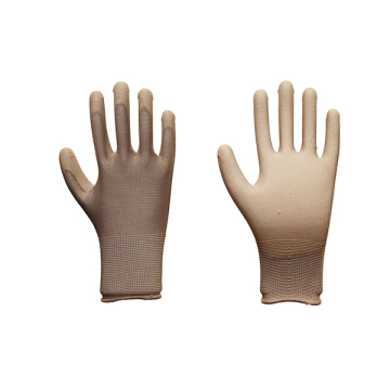PU Series Brown Polyester Lined Palm PU Gloves