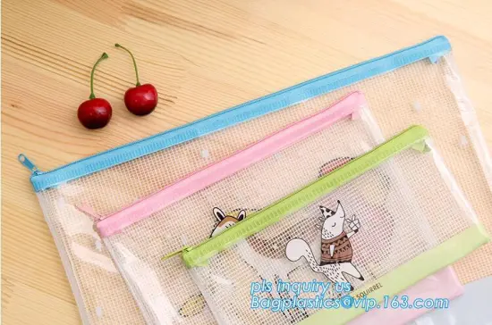 file hanging storage bag with zipper, PVC rubber net bag, File Bag with Zipper with Inner Net Pocket