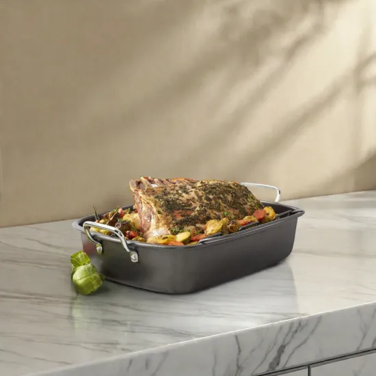 High Quality  Carbon Steel stainless steel Reversible Rack chicken Roasting Roaster Pan Nonstick baking pan