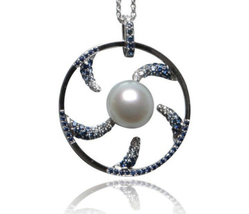 Singola perla pendente con diamante