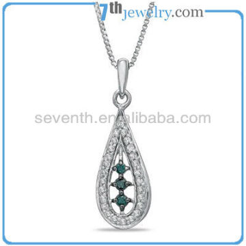 Big Teardrop Shaped Diamond Pendant Rhodium/Gold Plated Brass Pendant With White CZ Diamonds