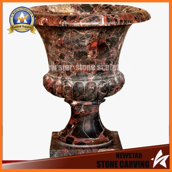 Chocolate Color Stone Carving Garden Flower Pot Stand (NS-11P18)