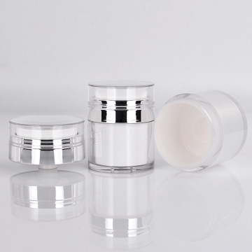 wholesale empty plastic acrylic double wall 50ml 30ml 15ml cosmetic airless cream pump jar