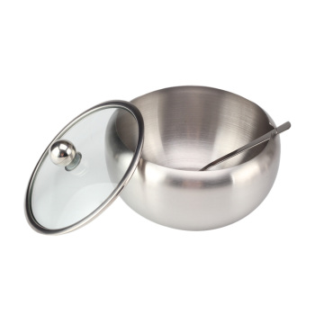 Stainless Steel Sugar Bowl and Sugar Spoon