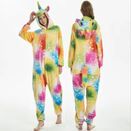 cute woman flannel one piece hooded pajamas sleepwear