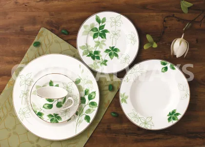 New bone china tableware with leaf design
