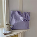 Eco Friendly Purple Pure Su tble Overize Canvas Cotton Tote Shopping Bag for Daily Life