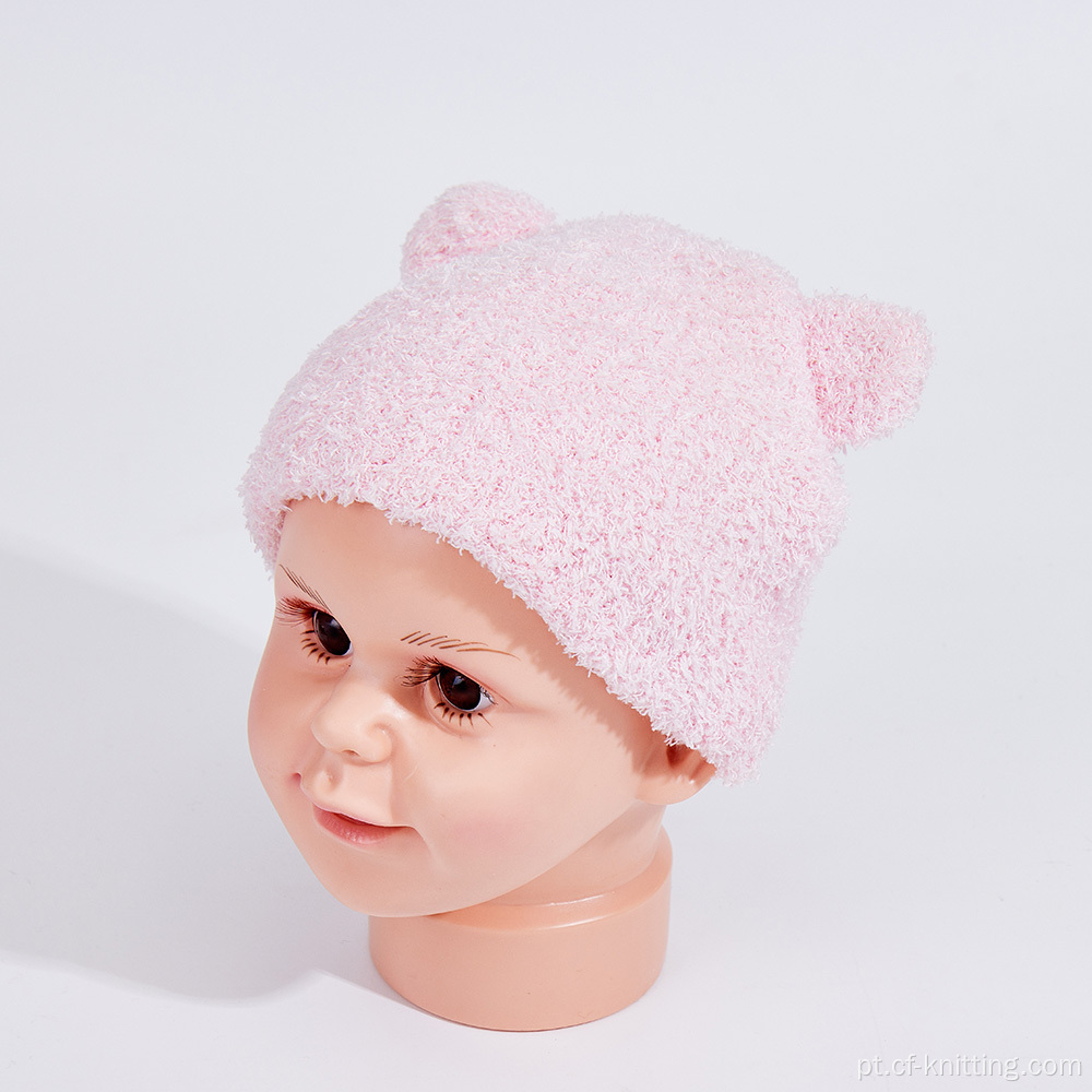 Chapéus de malha de inverno bebê com orelhas de animais peludos