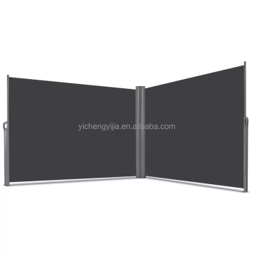 Retractable Side Awning Garden Privacy Divider with Steel Support Pole