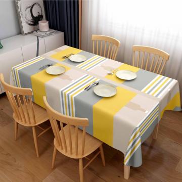 Yellow green grid PU Printed tablecloth