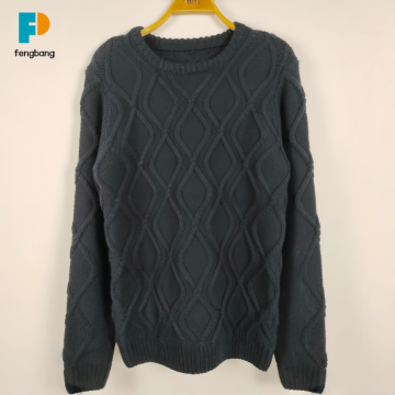 Retro Kolej Tarzı Koyu Gri Kablo Örgü Kazak