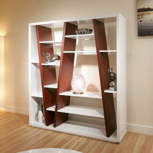 Bookself blanco brillante moderno de la sala de estar del brillo