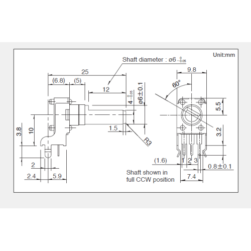 Drehpotentiometer der Serie Rk09d