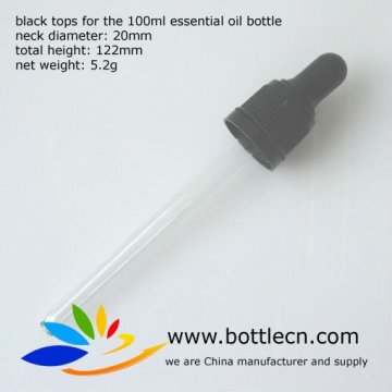 100ml 20mm black polypropylene tops bulb glass droppers