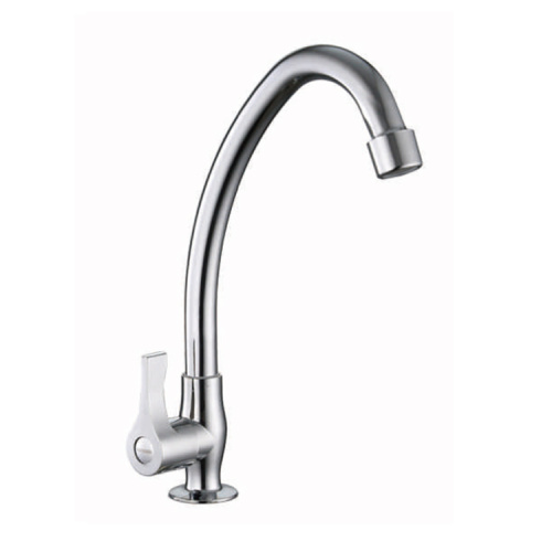 ก๊อกน้ำอ่างล้างจานแบบโมเดิร์นซิงค์แบบยืดหยุ่นได้หนึ่งหลุม Chrome Water Tap Faucet Kitchen