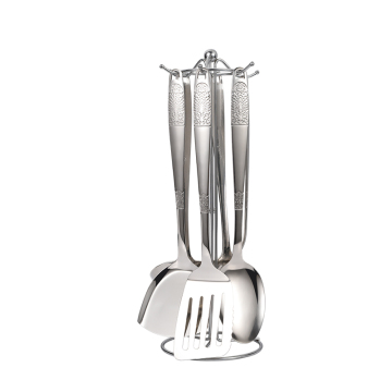 7-Piece Gold 201 Stainless Steel Eco-Friendly Kitchen Utensil Set: Durable and Sustainable Cooking Tools