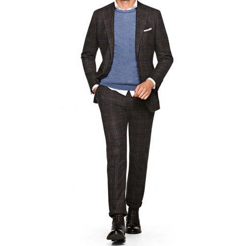 Premium High-Quality Plaid Checked Men's Suit