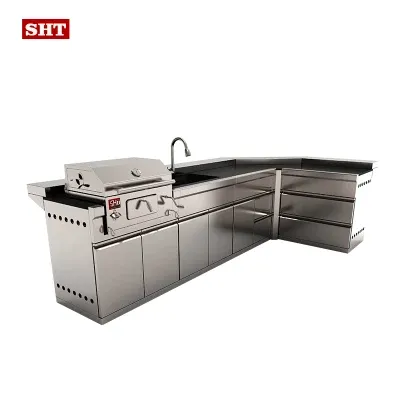 Kitchen Stainless Steel BBQ Island Big Cooker Kitchen Cabinets