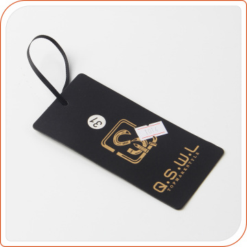 Personalized printed hang tag black paper recycled tags