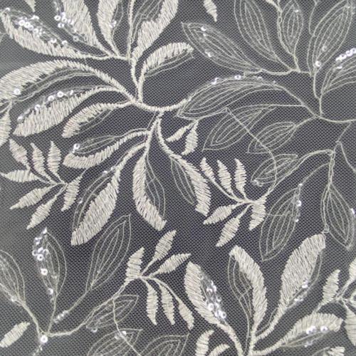 Fantasic Leaves Design of Sequin Embroidery Fabric