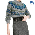 Atas Rajutan Kelabu Biru Bergaya untuk Pakaian Kasual