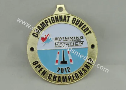Swimming New Brunswick Enamel Medal , Gold Plating , Erosion On Both Sides
