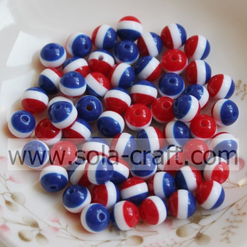 Wholesale Resin Round Red Blue White Loose Beads