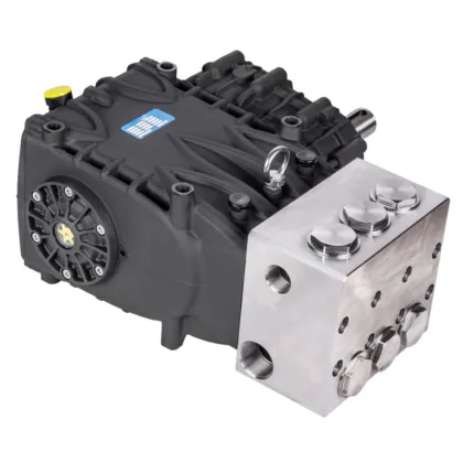 Large flow intensifier pump for waterjet cutting